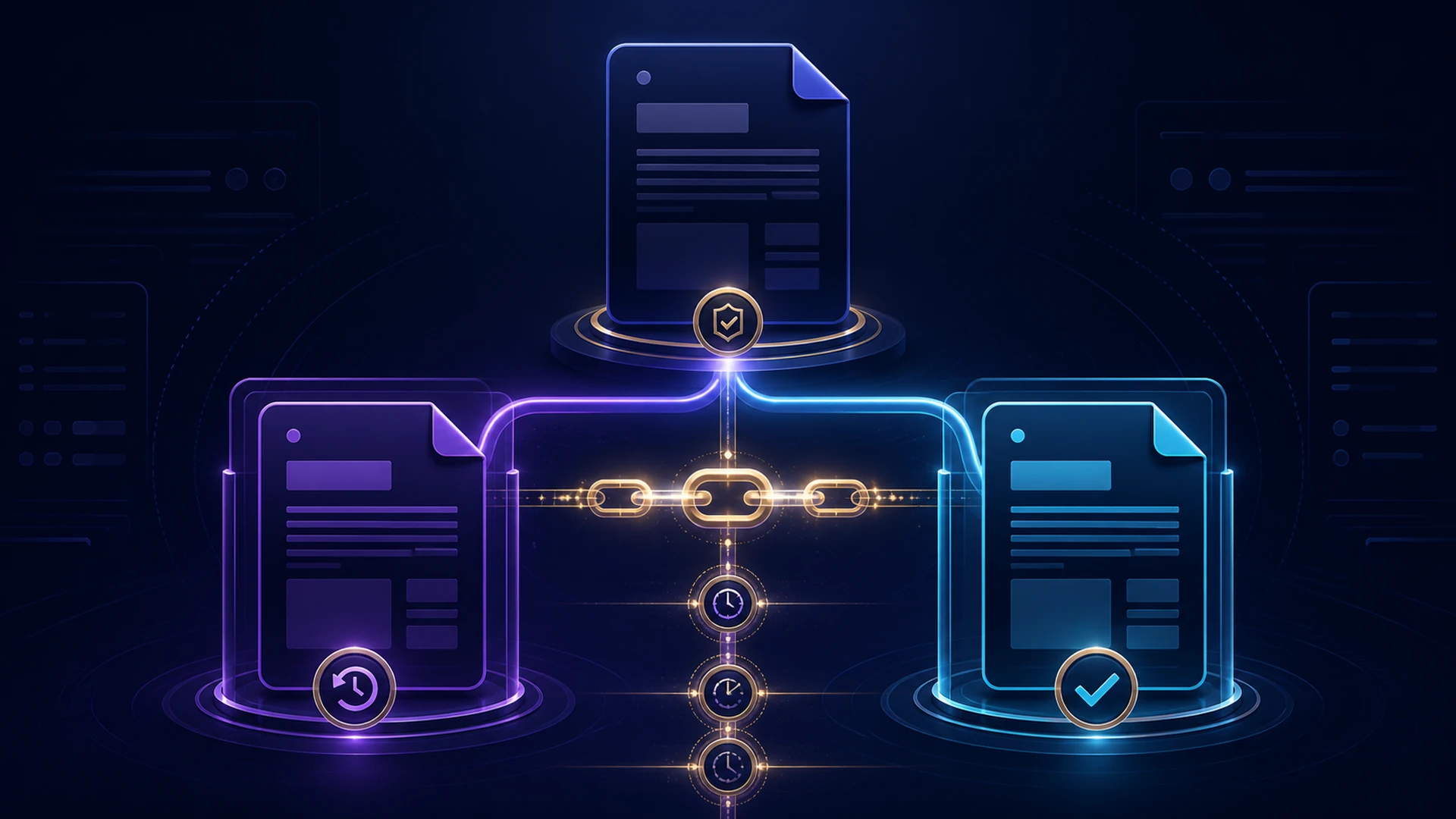Previous-to-current version history chain Previous and corrected content versions joined by a provenance chain