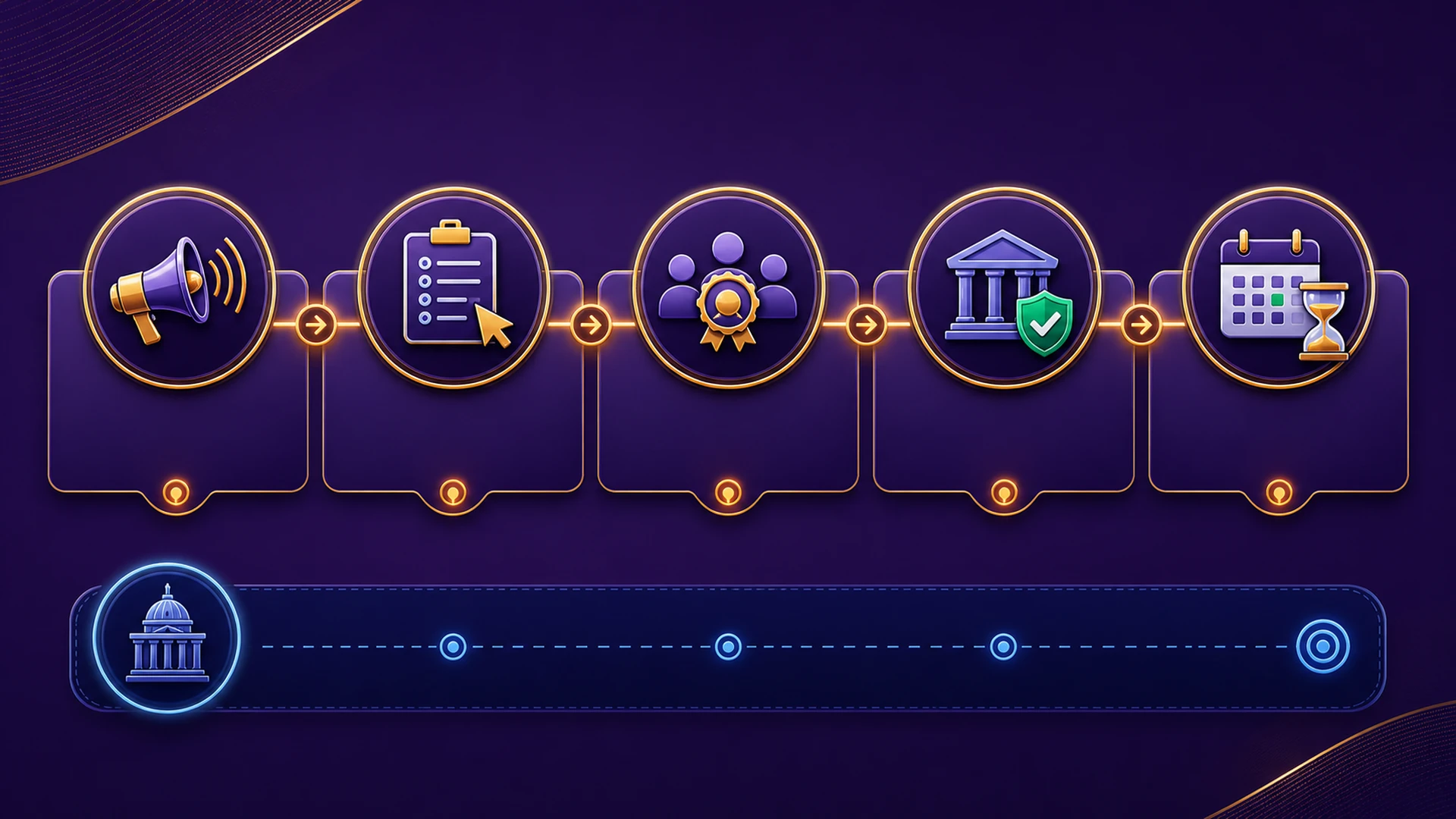 Show five stages of one operation lifecycle separately from the policy-decision lane. Five operation stages shown separately from a policy-decision lane