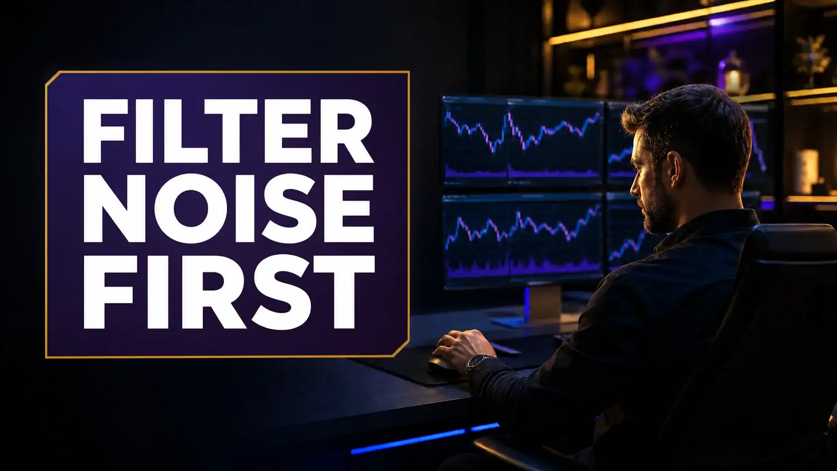 FILTER NOISE FIRST title card for 1 Minute Scalping Strategy Rules: Filter Noise First 2026