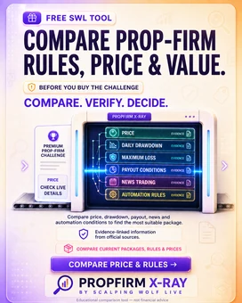 Compare prop-firm rules, prices and packages with the SWL Propfirm X-Ray app
