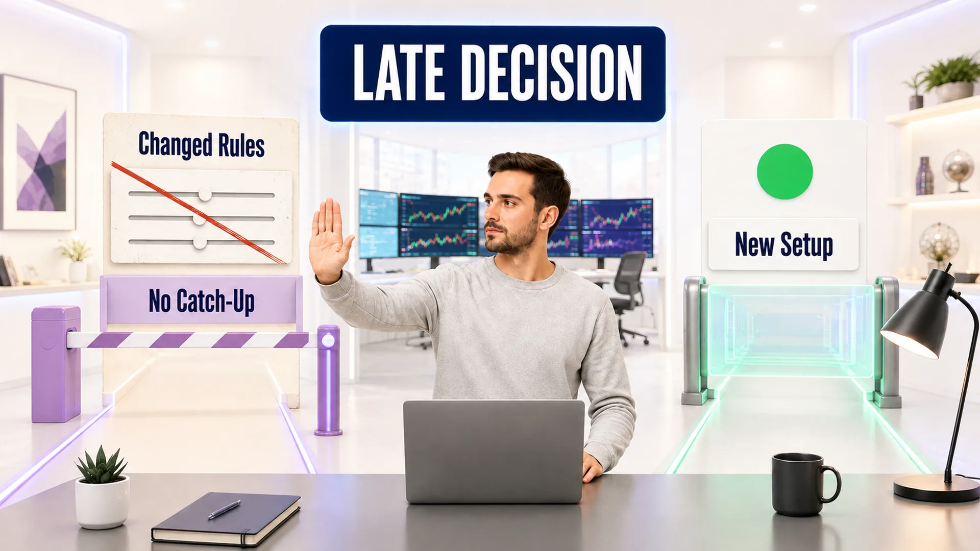 Trader separates an expired setup from a new independently qualifying setup instead of making a catch-up entry.